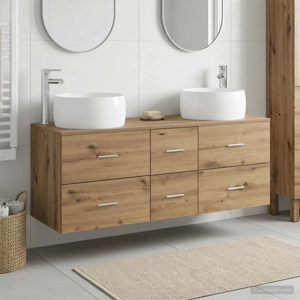 Set di mobili per il bagno 3 pz Rovere Artigianale 3405938
