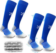 Sokke per piede per il calcio | Adatti a adulti e bambini | Misura universale | Calze sportivi respiranti flessibili Blu L Blu 40-46 EU