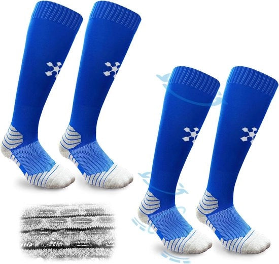 Sokke per piede per il calcio | Adatti a adulti e bambini | Misura universale | Calze sportivi respiranti flessibili Blu L Blu 40-46 EU