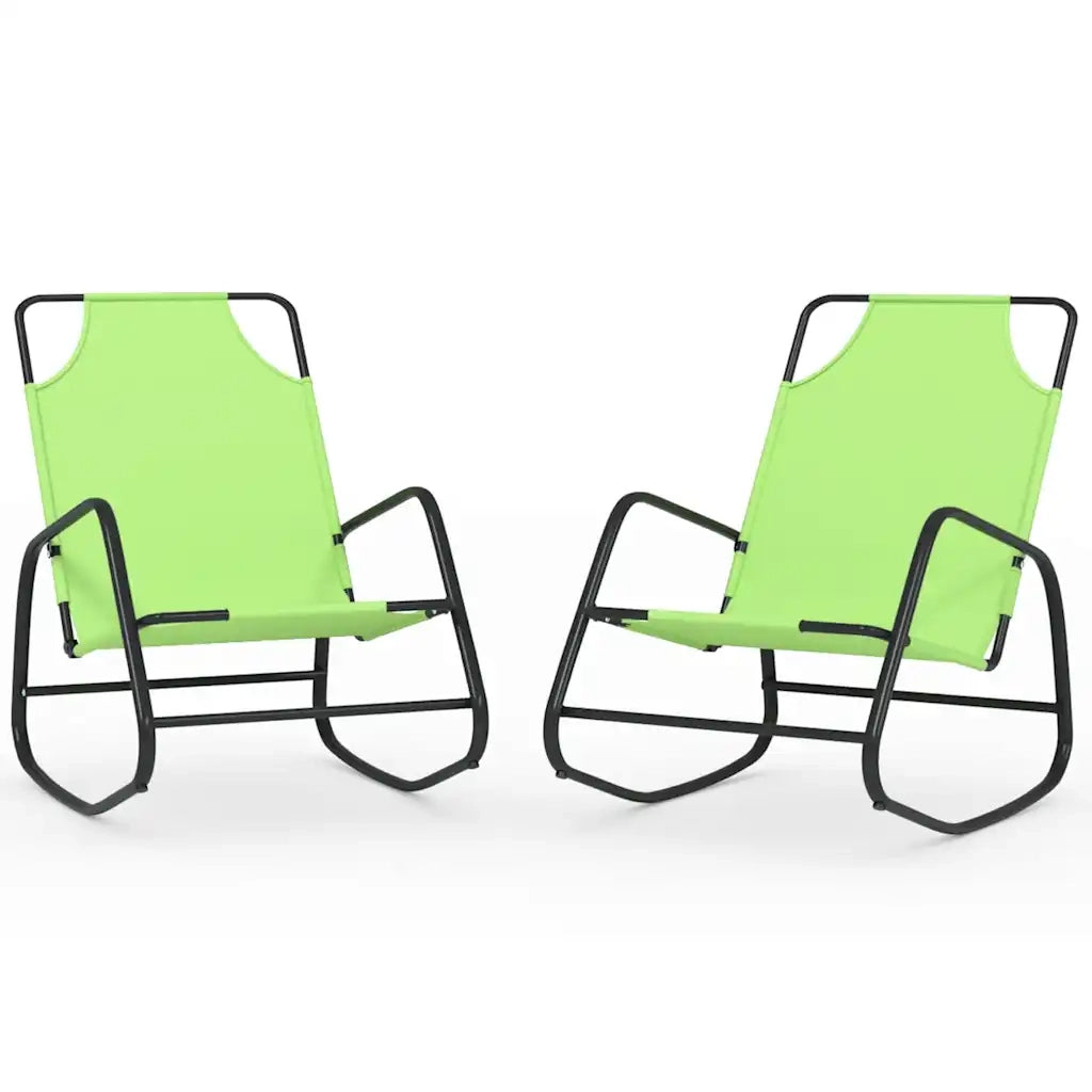 Lettini Prendisole a Dondolo 2 pz in Acciaio e Textilene Verde 318143