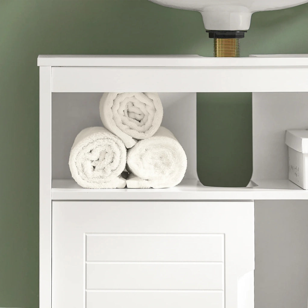 Mobile Sottolavabo Per Bagno con Poggiapiedi Sottolavabo Bagno Mobile Bagno Sottolavabo Bianco FRG128-W