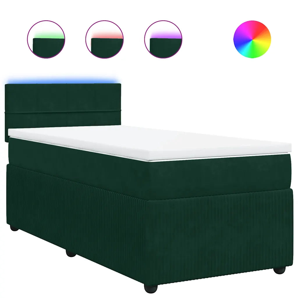 Giroletto a Molle con Materasso Verde Scuro 100x200 cm Velluto