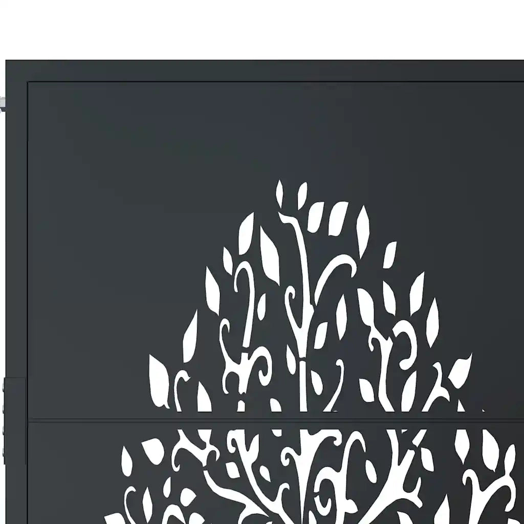 Cancello da giardino antracite 100x175 cm in acciaio con design ad albero 153158