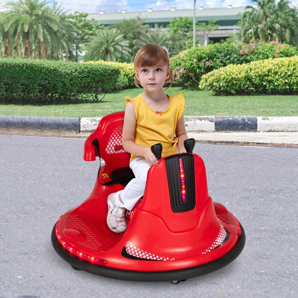 Autoscontro elettrico a batteria con doppio joystick telecomando luci a LED, Autoscontro per bambini Rosso-Macchinine giocattoli