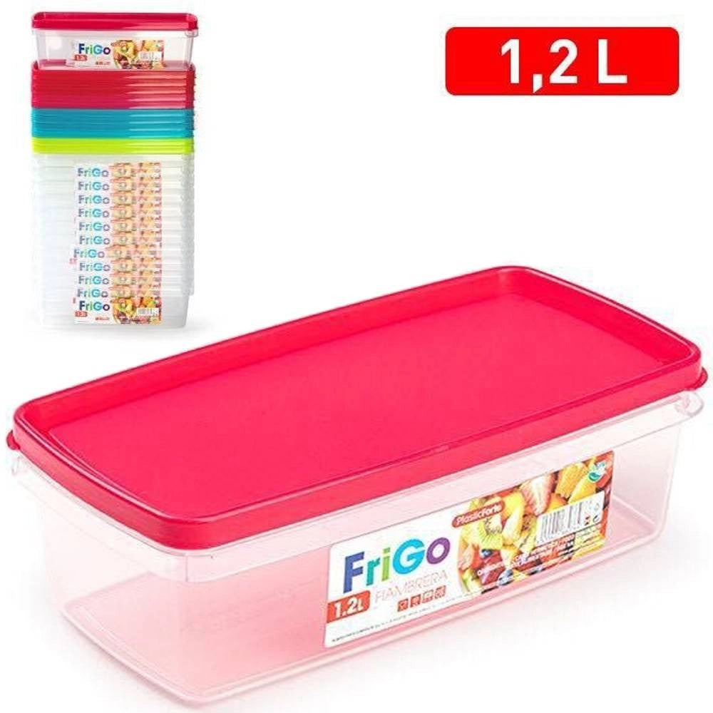 Trade Shop - Set Contenitori In Plastica Da 1,2lt Per Cibo Alimenti Frigorifero Rettangolare -