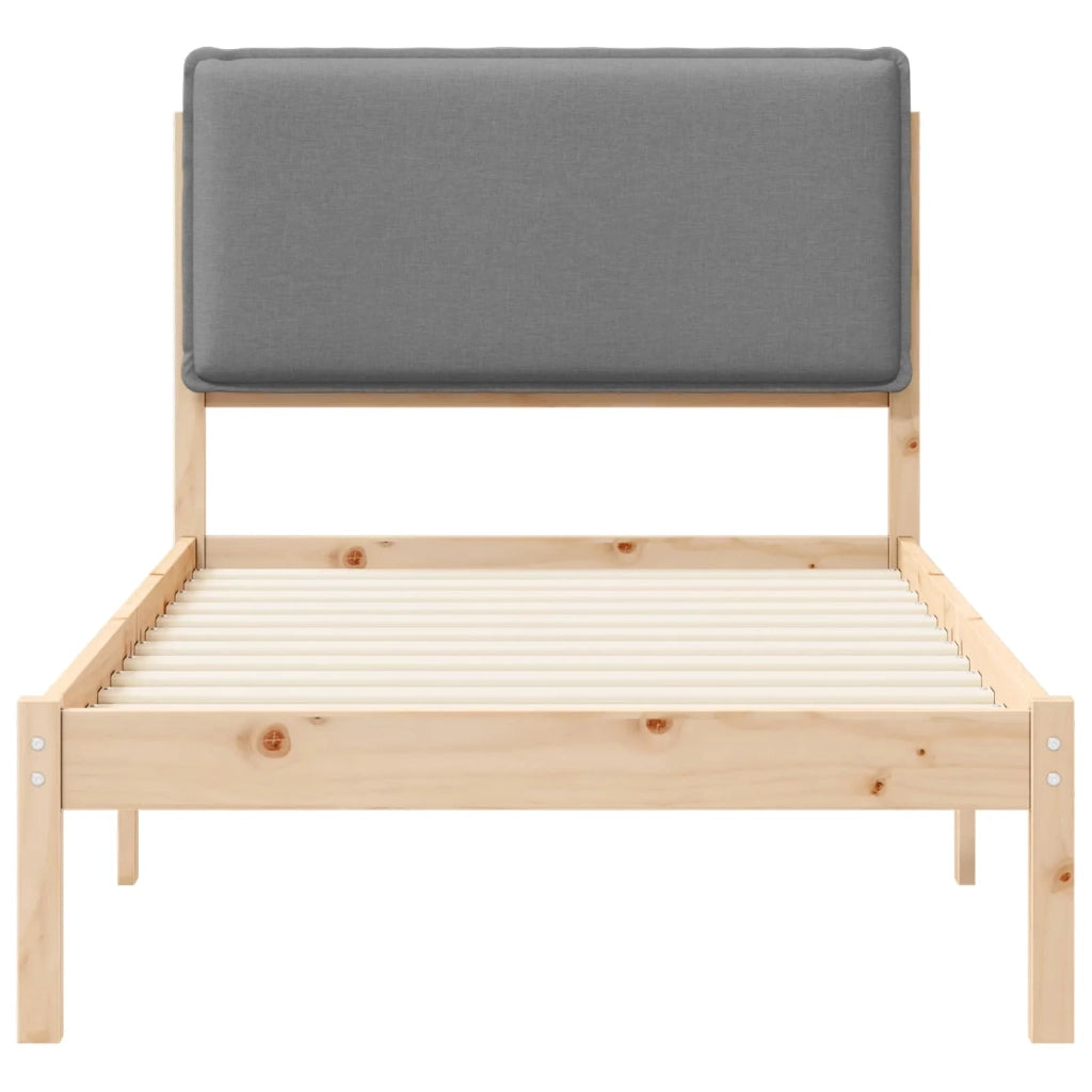 Letto con Testiera Rivestita Grigio chiaro 75 x 190 cm