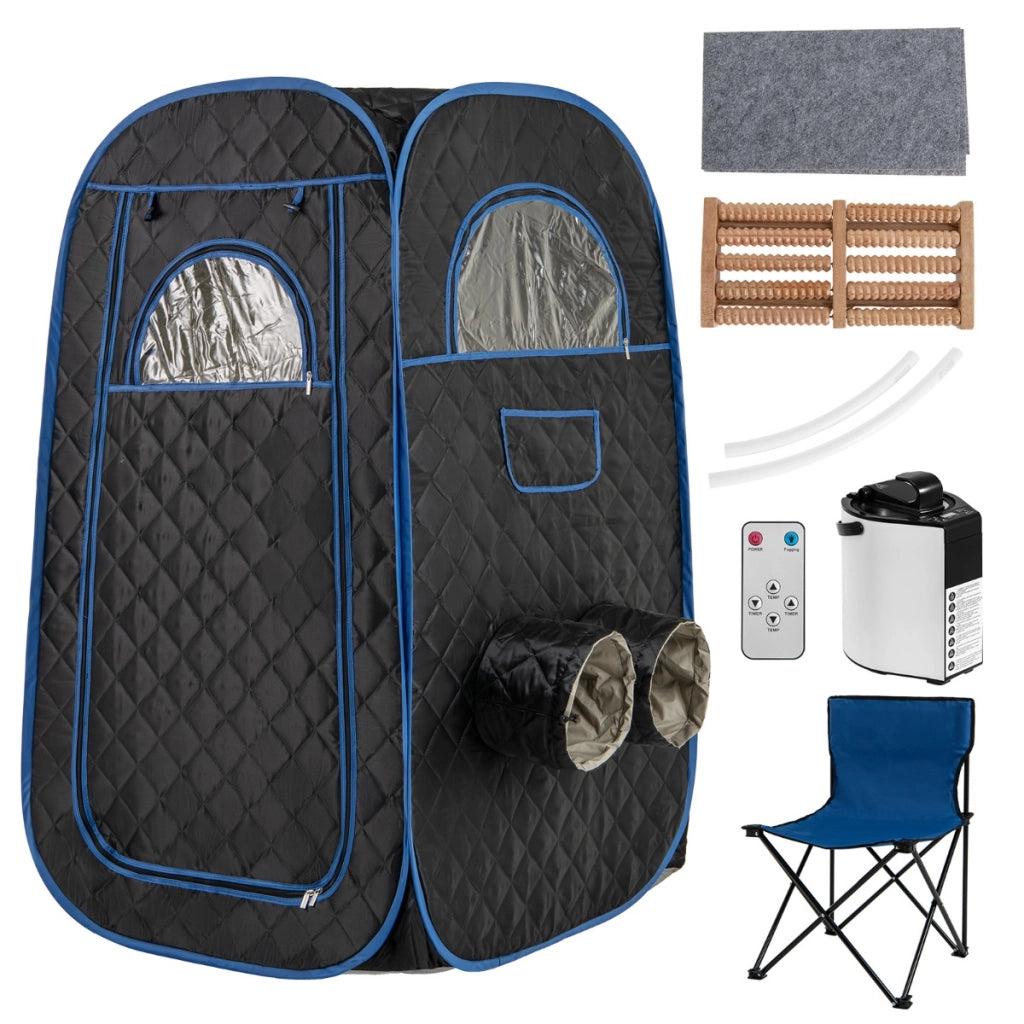 Sauna portatile con generatore di vapore da 1000W e capacit¨¤ di 3L, Tenda sauna per 1 o 2 persone con sedia Nero