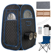 Sauna portatile con generatore di vapore da 1000W e capacit¨¤ di 3L, Tenda sauna per 1 o 2 persone con sedia Nero