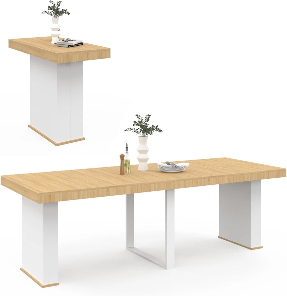 Consola extensible EDEN 10 personas 235cm madera y blanco