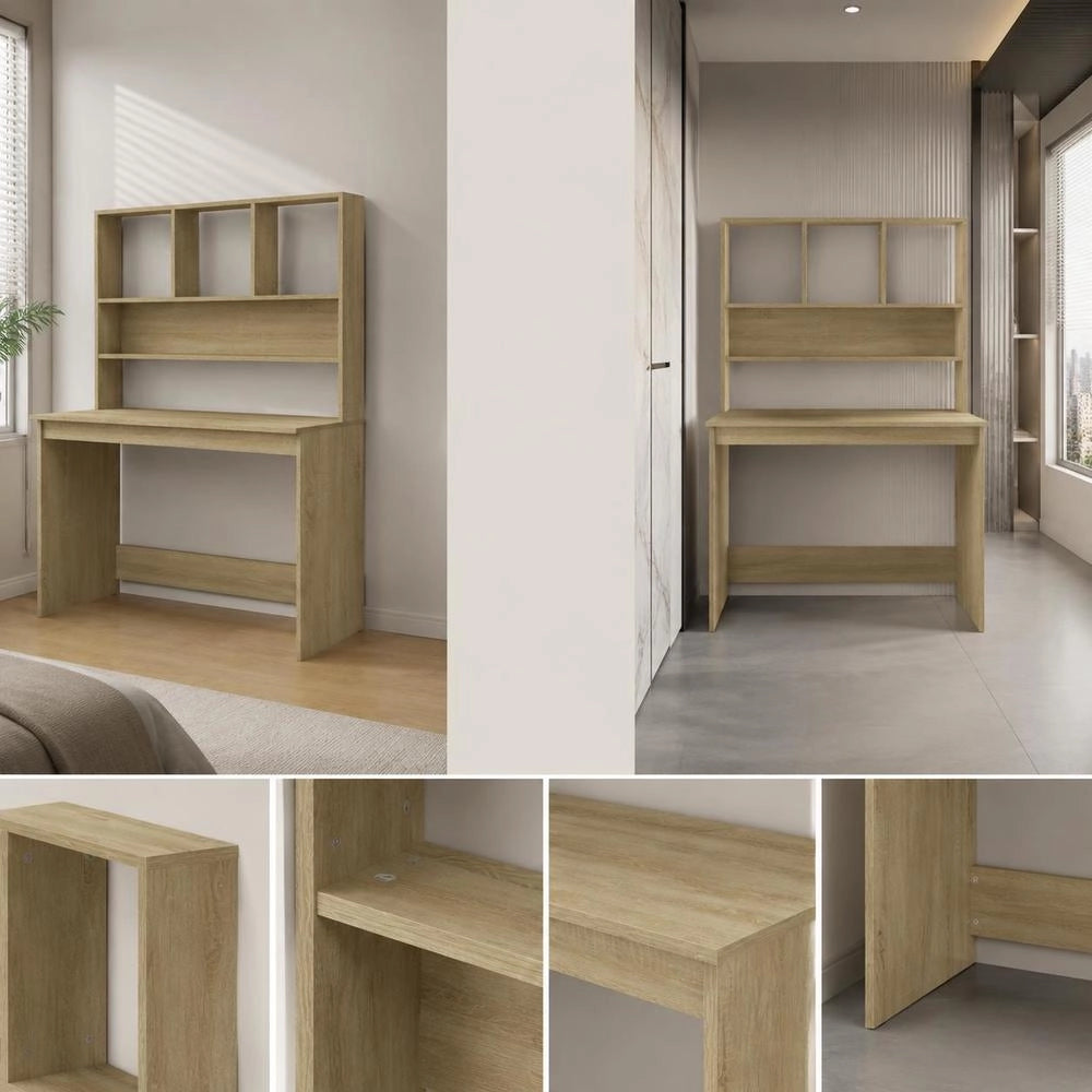 Desk With Shelf Sonoma Oak 102x45x148 Cm Wood Material