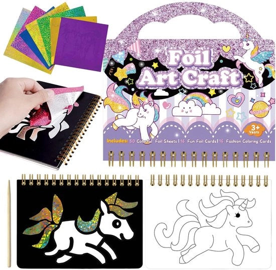 Set di Creatività per Ragazze - Arte Fai-da-te - Tema Unicornio - Kit di Attività - Set di Arte - 50 Etichette Colorate - 17,2 x 18 cm - Materiali per Attività