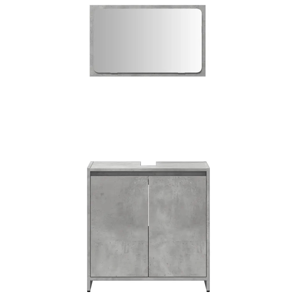Set Mobili da Bagno 2 pz Grigio Cemento in Legno Multistrato