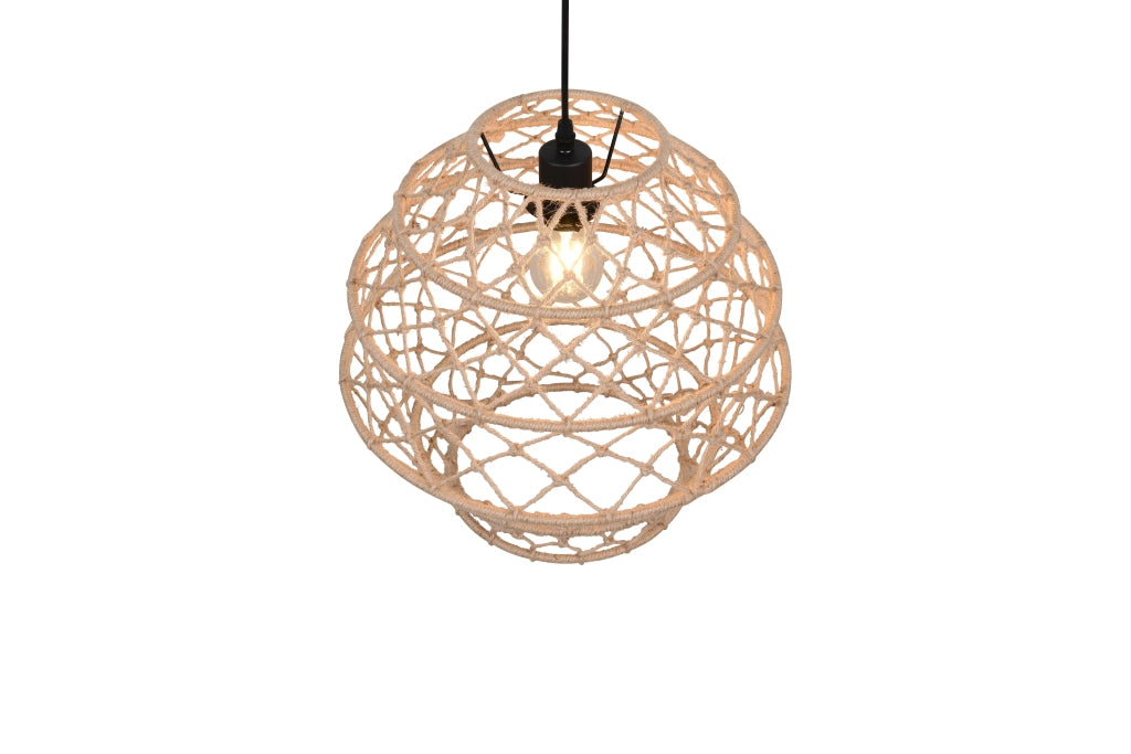 Lampada a sospensione, canapa e metallo, naturale e nero, D 39 cm, Hive