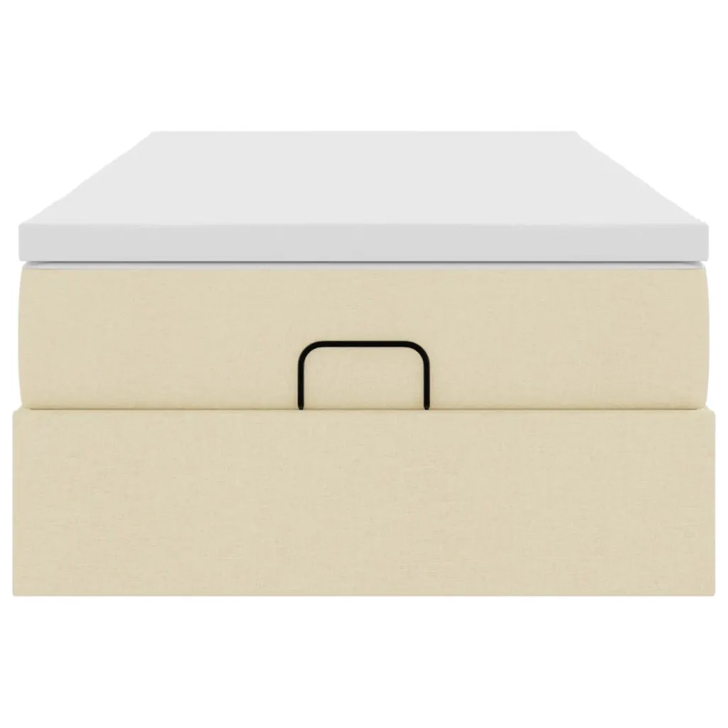 Struttura Letto Pouf con Materasso Crema 90x200 cm in Tessuto