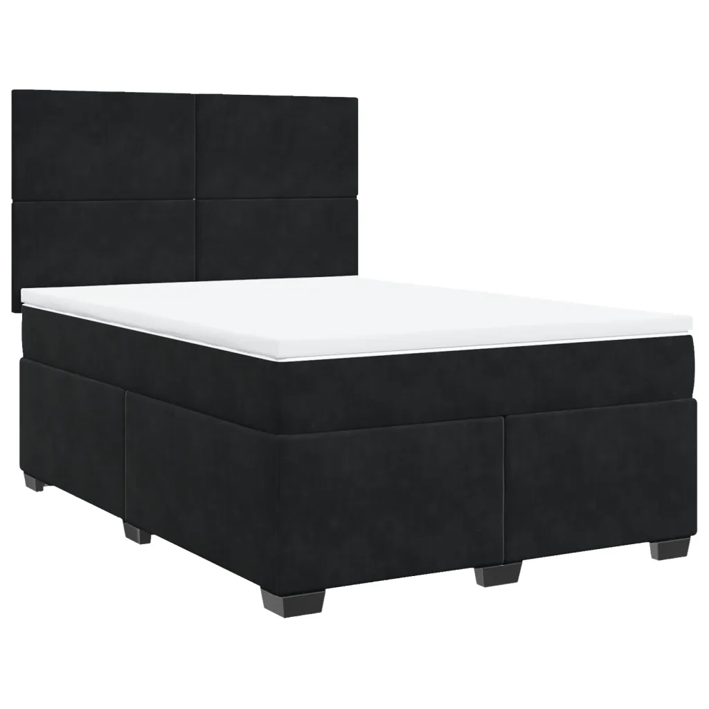 Giroletto a Molle con Materasso Nero 140x190 cm in Velluto