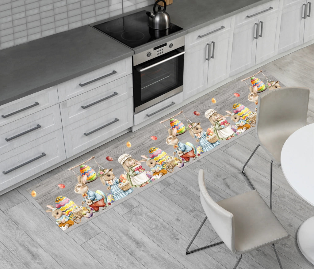 Tappeto Pasqua Passatoia Cucina Antiscivolo Sottolavello Funny Bunny Easter - 50x280 - Bunny Easter