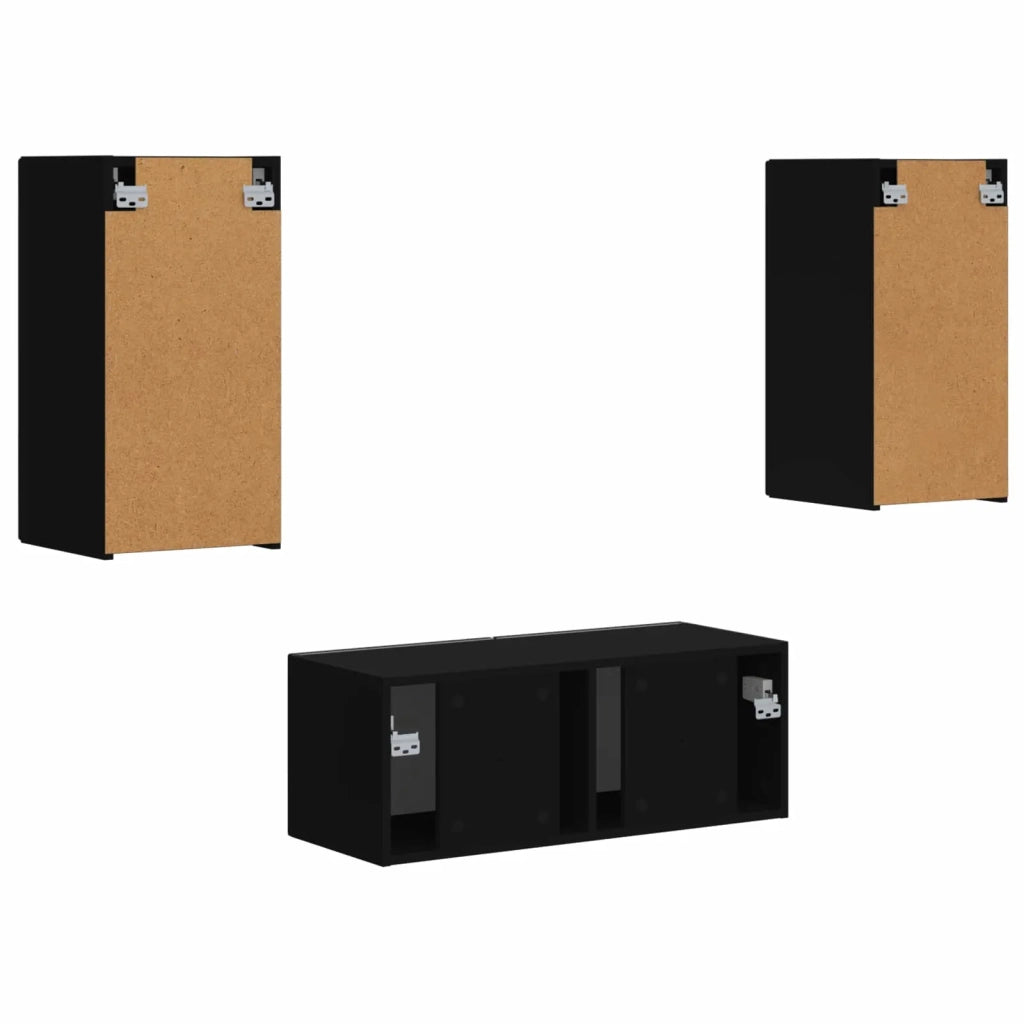 Set mobile TV Montaggio a parete 6 pcs Nero Legno multistrato 3409061