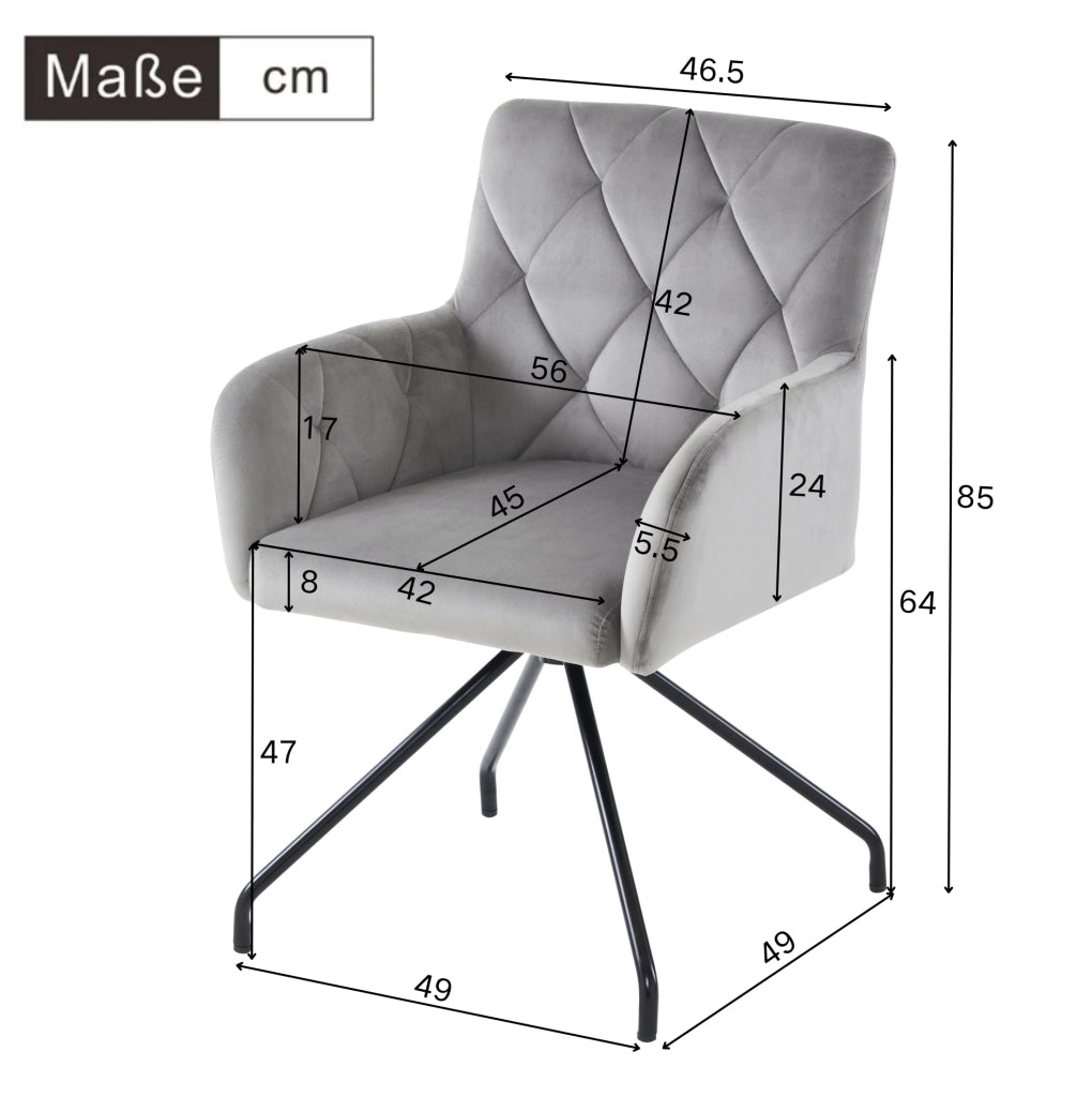 Set di 2 sedie imbottite in velluto grigio chiaro