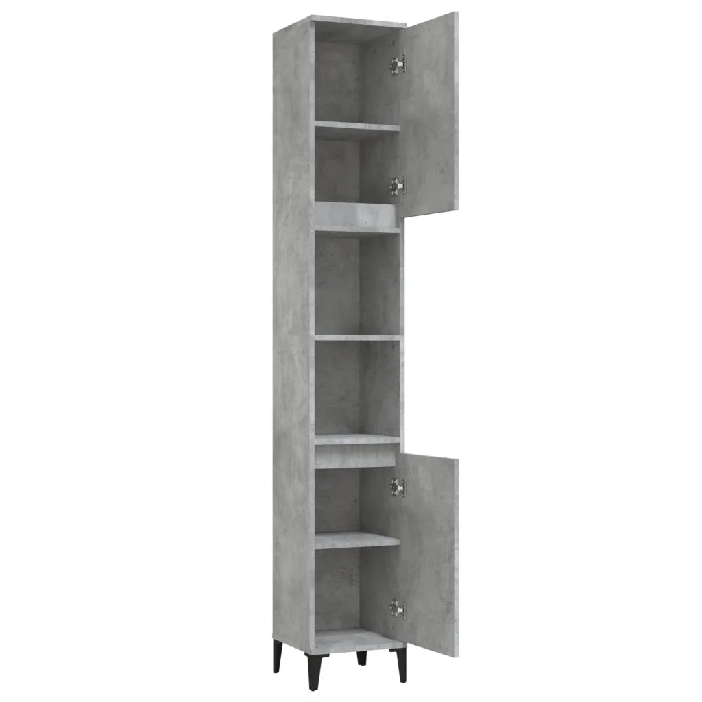 Armadietto Bagno | Armadio da bagno Grigio Cemento 30x30x190 cm Legno Multistrato