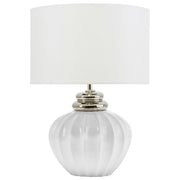 Lampada da Tavolo Lampada da Comodino Base in Ceramica bianco sporco Tamburo paralume in policotone Paralume Rotondo