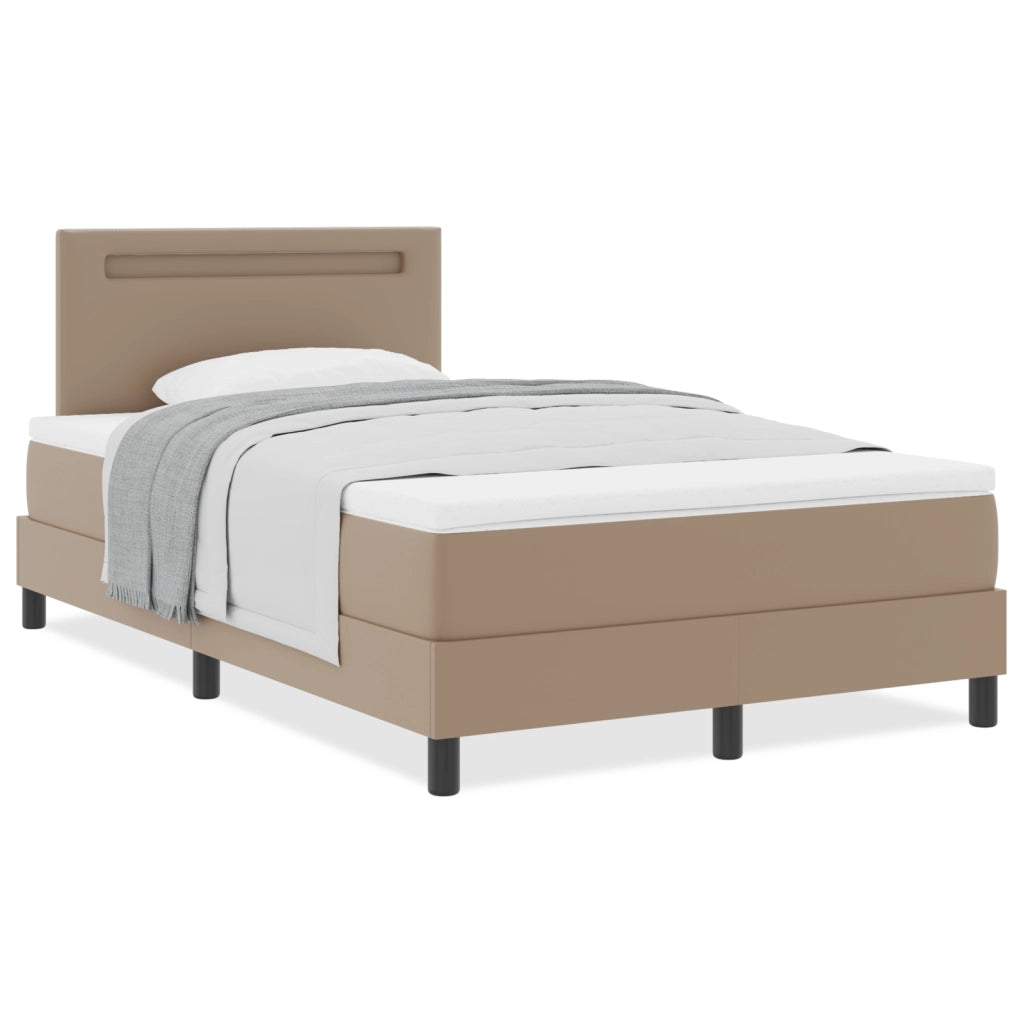 Letto a Rete con Materasso Cappuccino 120x200 cm Pelle Sintetica