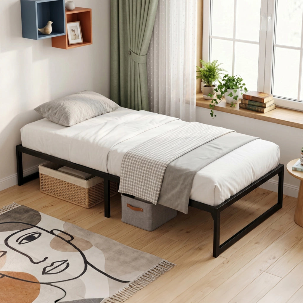 Letto Singolo Contenitore in Metallo ¨C Minimal ¨C Nero 90x200 cm