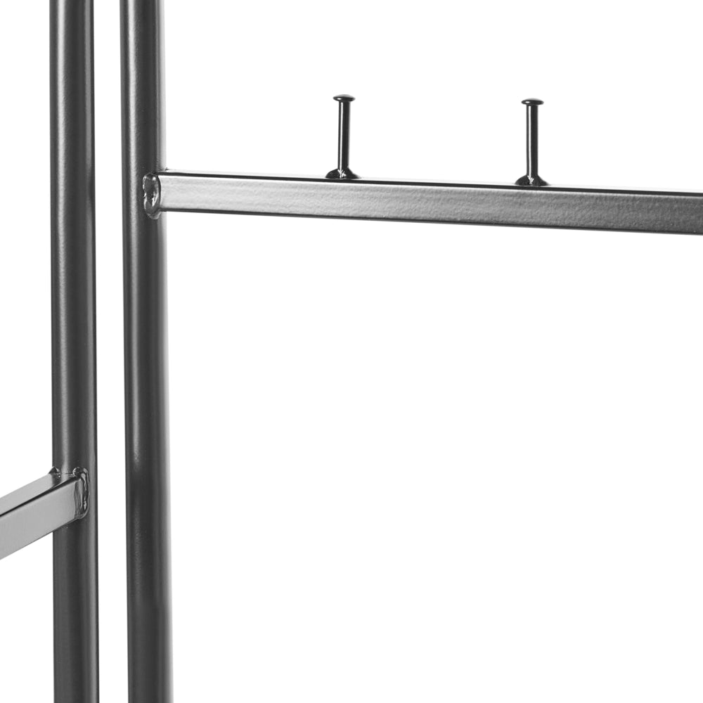 Appendiabiti in acciaio e metallo nero da 160 cm con ripiani e scaffali stile Glamour Industriale
