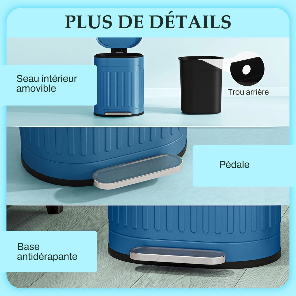 Cestino per rifiuti da cucina a pedale 20L ¨C zephmum ¨C 36.5x31.2x45 cm blu