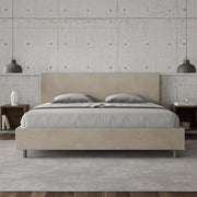 Letto imbottito Matrimoniale 180x190 cm Adele - Con rete,Microfibra,Sabbia