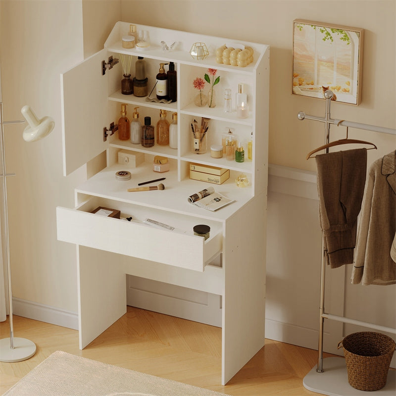 Moderno tavolino da toeletta con specchio apribile loft cassetto glamour