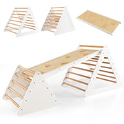 Set da arrampicata per bambini 3 in 1 110 x 48 x 7,5 cm con scale reversibili e corrimano stile moderno legno beige 20_0014528