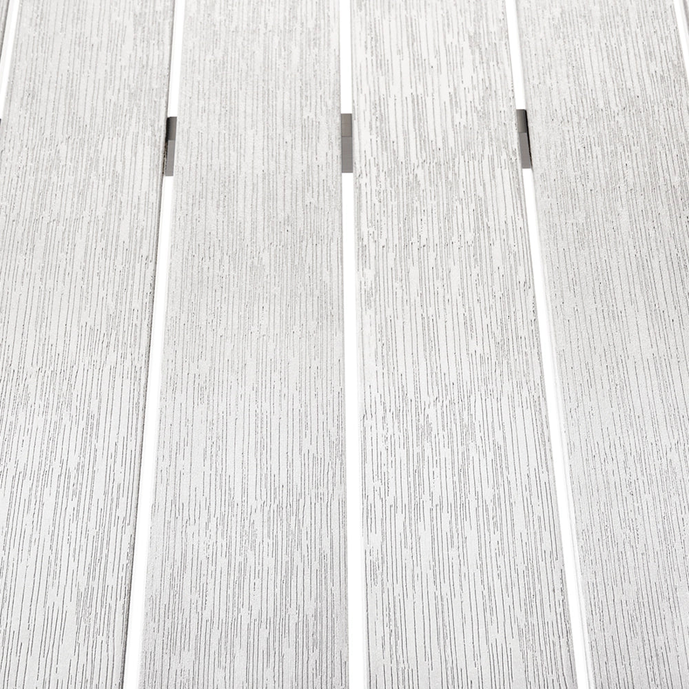 Set da Giardino 6 Sedie Tavolo Rettangolare Bianco in Legno e Alluminio Anodizzato