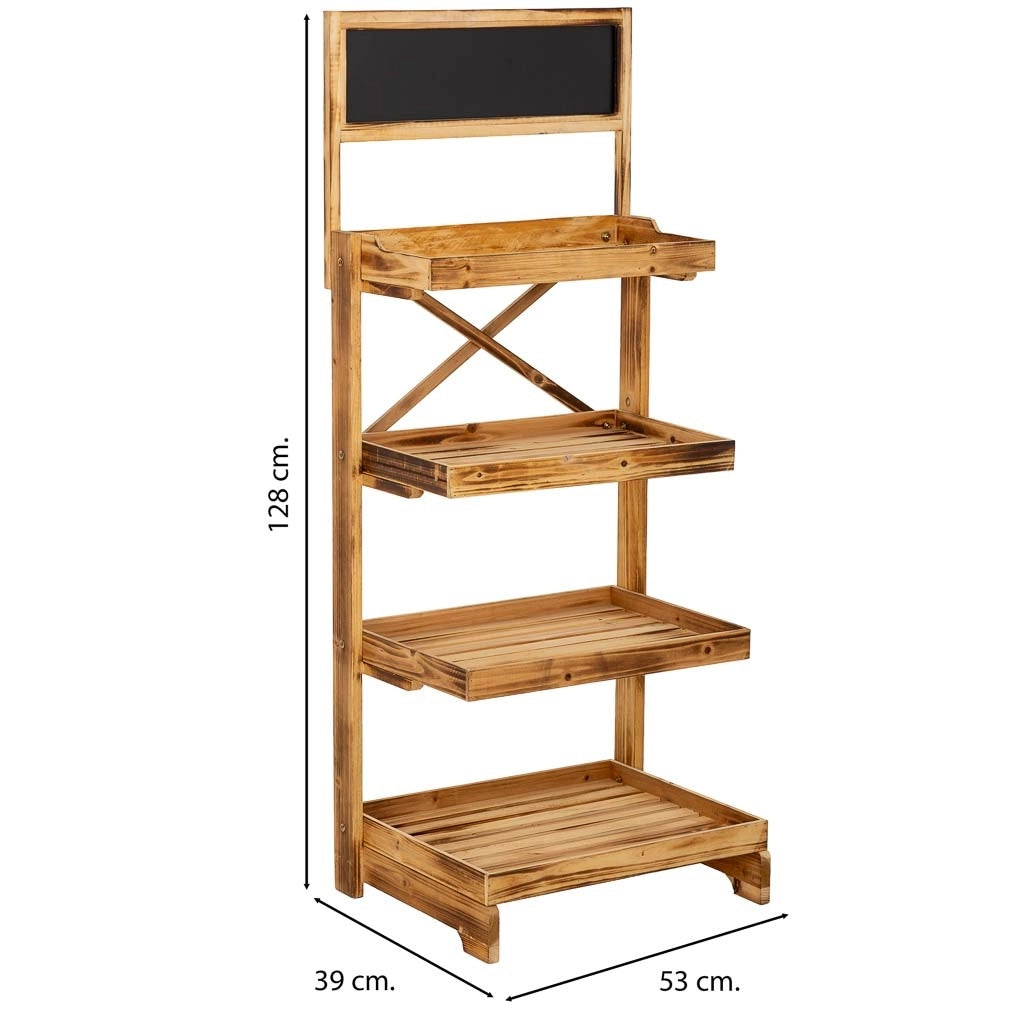 Carrello espositore scaffale legno marrone 53x39x128h cm