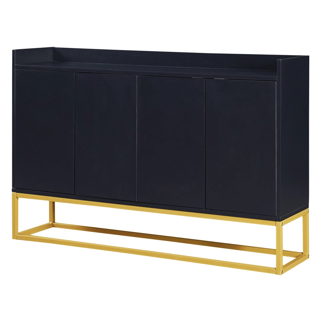 Madia a 4 ante con 2 ripiani regolabili e apertura a pressione per soggiorno 120×30×80 cm nero