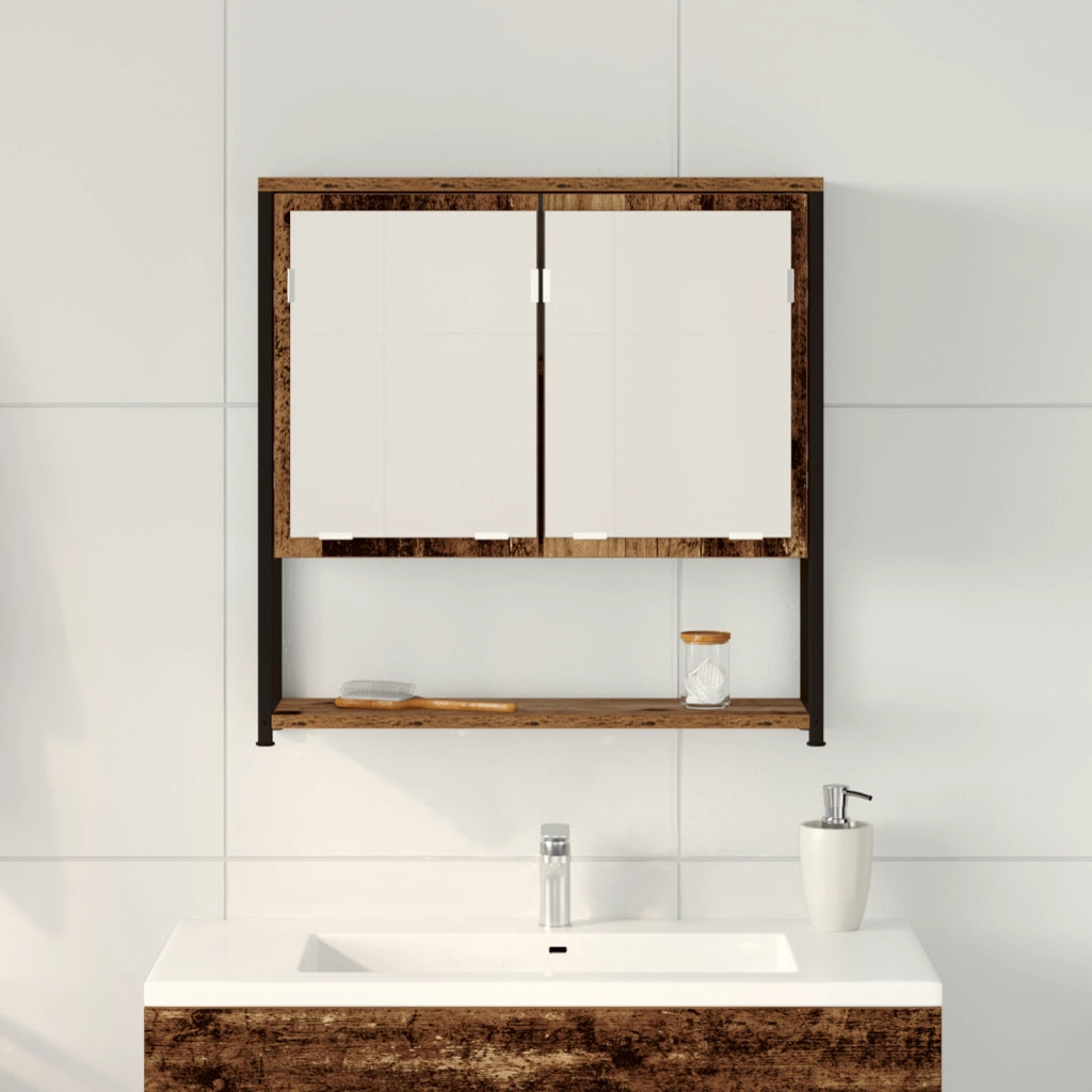Mobile da bagno con specchio in legno vecchio 60x16x60 cm in legno ingegnerizzato