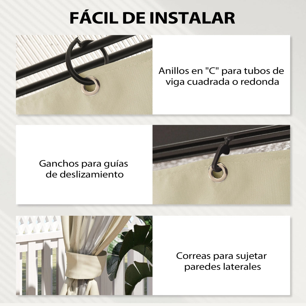 Pergola 3x3 m con Finestre e Tende ¨C zephmum ¨C Crema