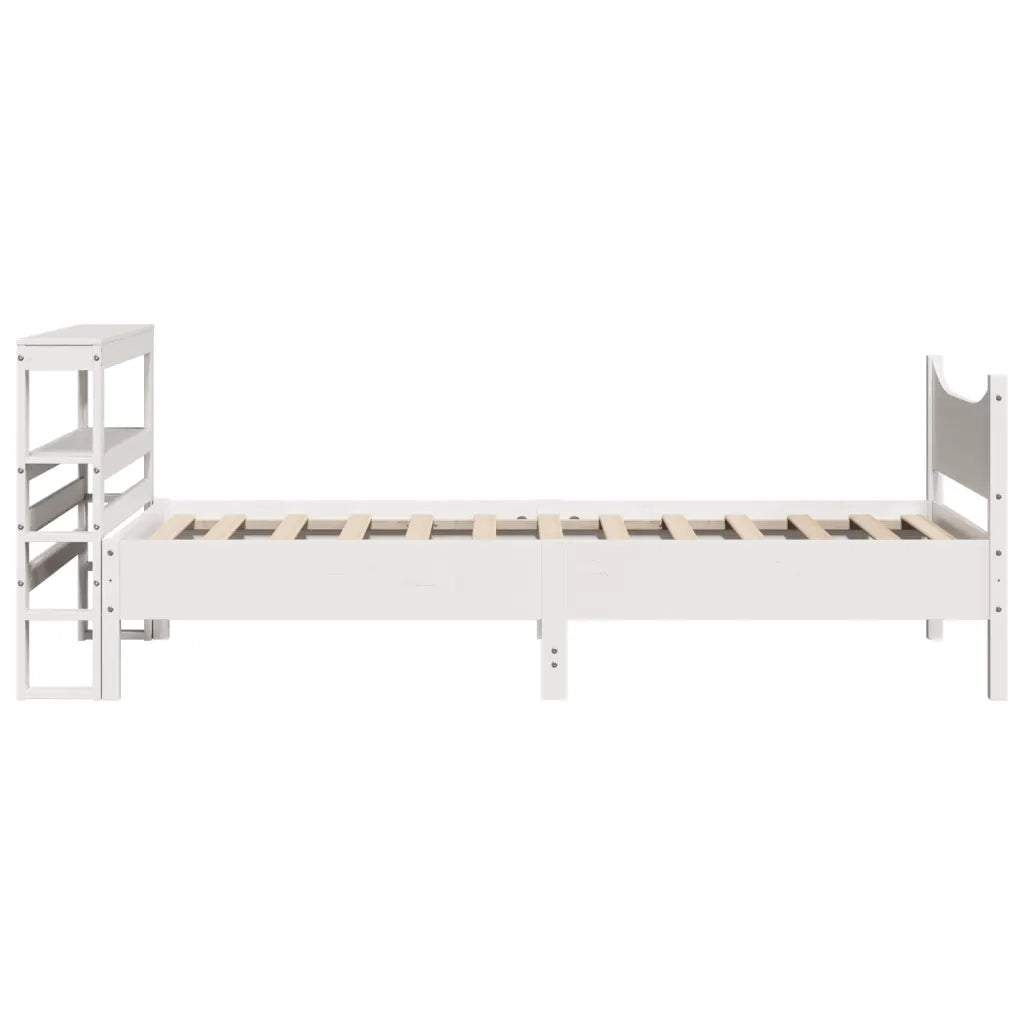 Giroletto con Testiera Bianco 75x190 cm Legno Massello di Pino