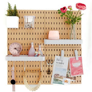 Organizzatore per parete per casa e ufficio, 56 x 56 cm, completo set (4 pannelli da 28 x 28 cm) e accessori, bianco o nero (misto marrone/bianco, set di 4 pannelli)
