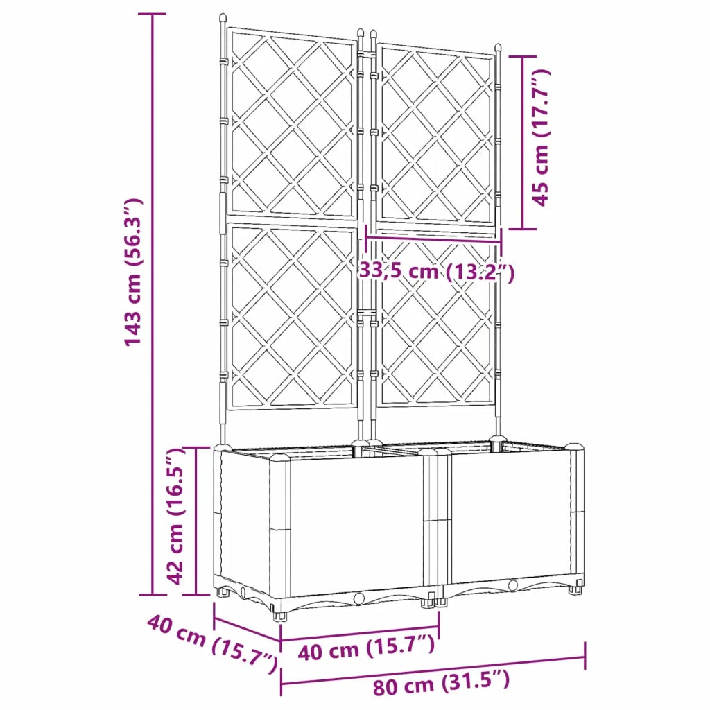 Vaso da giardino 2 pz-Set di 2 Fioriera da Esterno-Contenitore per Piante Grigio 80 x 40 x 143 cm Acciaio