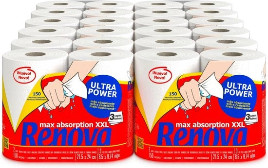 Ultra Potente Rotoli da Cucina - XXL 24 Rotoli 3 Strati, Assorbenti e Resistenti