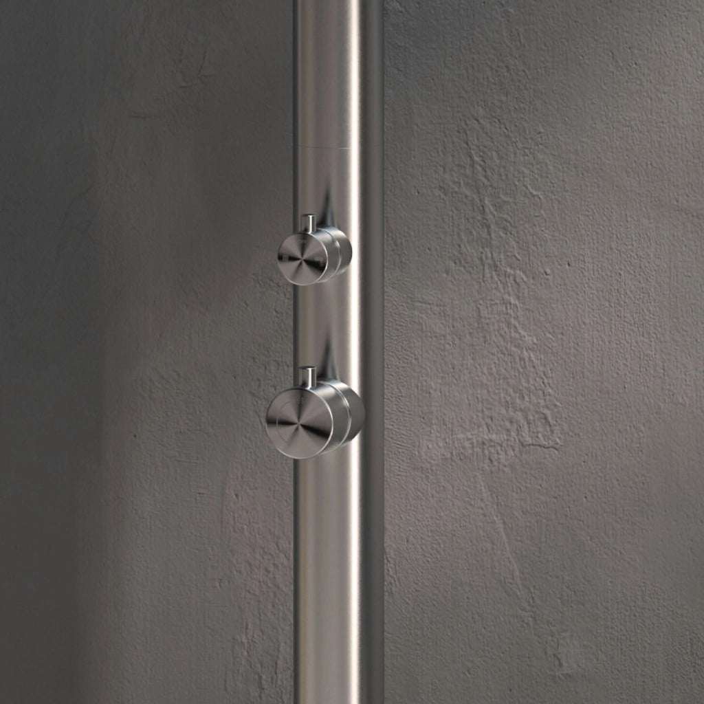 SINED Doccia Esterna Inox Satinato in Acciaio 316L 244 cm di Altezza 6 cm di Diametro Con Sistema Cbox Ideale per Ambienti Marini e Piscine Modello Olbia