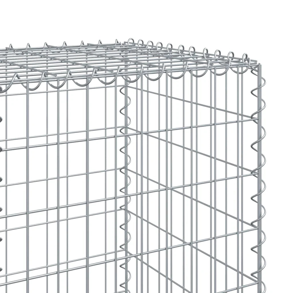 Gabbione recinto a gabbia muro di contenimento con coperchio 300 x 50 x 150 cm ferro zincato argento 02_0040154