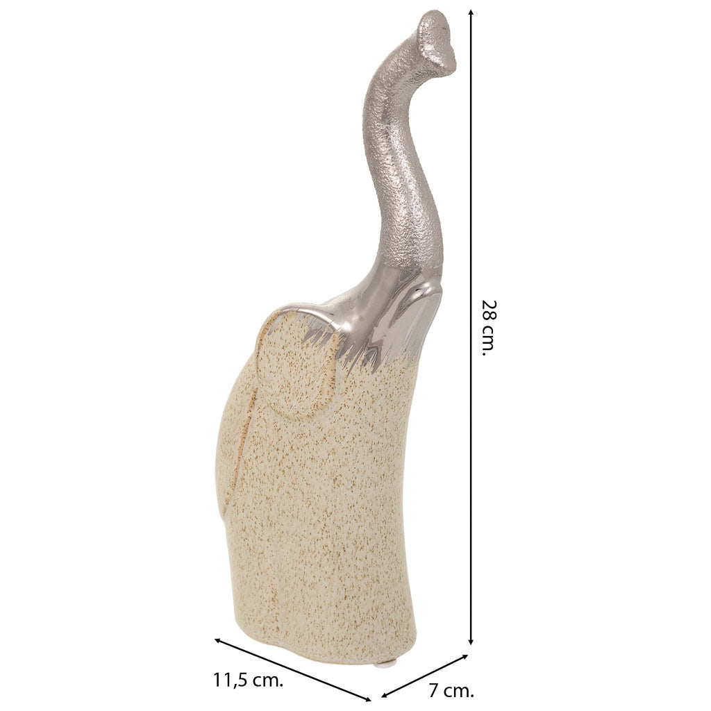Elefante decoro ceramica argento 11,5x7x28h