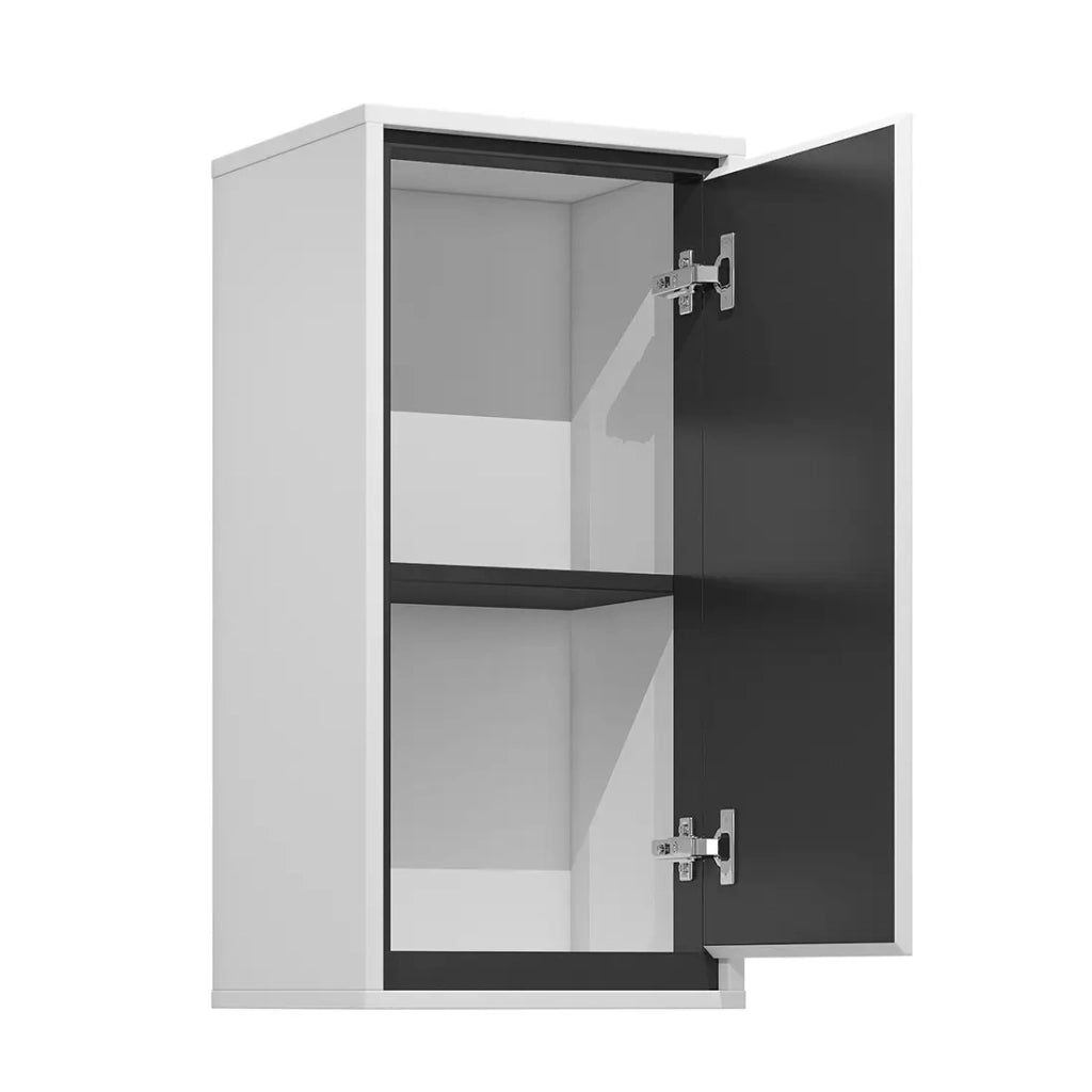 Mobile sospeso da bagno della collezione GOBI, colori bianco e nero.