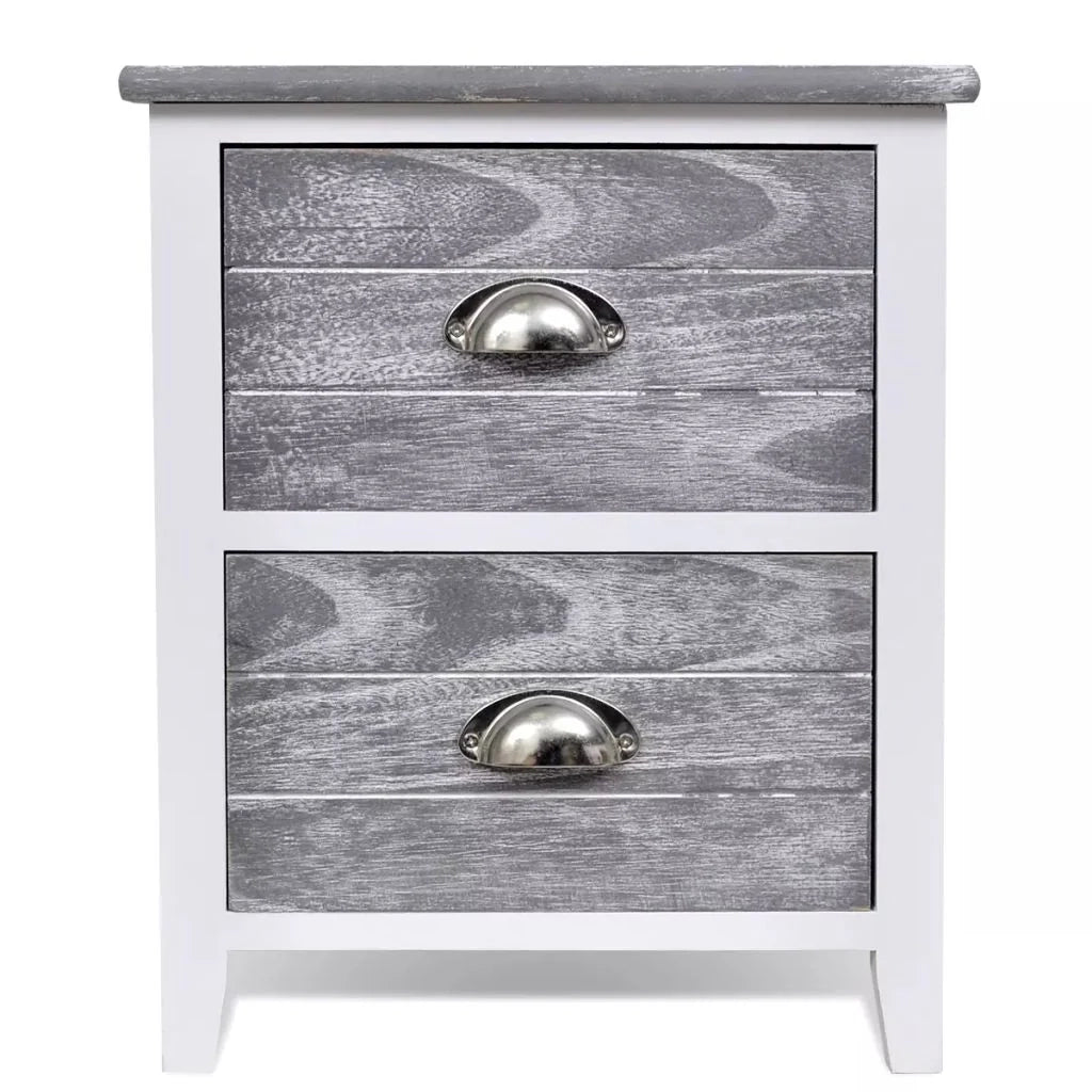 Comodino cassettiera mobili per camera da letto 2 pezzi con 2 cassetti grigio e bianco 1402170