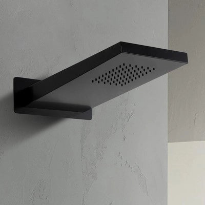 Set doccia incasso nero opaco Kubo soffione a sbalzo inox 22x50 cm