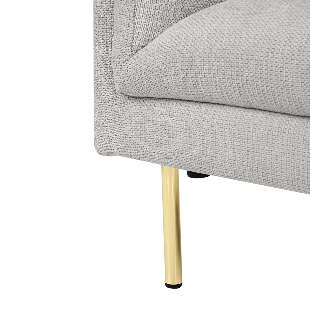 Poltrona Grigio Tessuto Oro Cromato Gambe in ferro con braccioli Soggiorno moderno minimalista