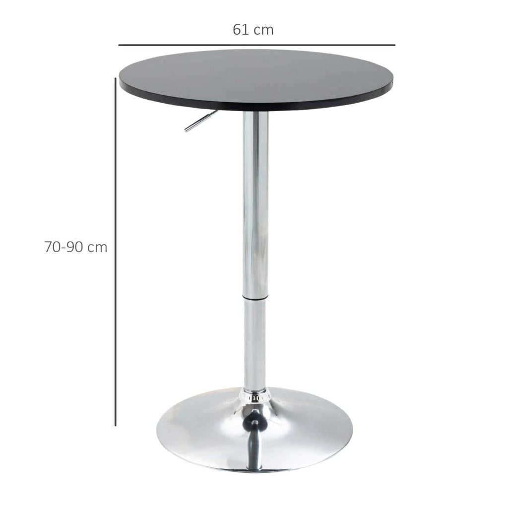 Tavolo bar rotondo regolabile e girevole nero Ø61 cm