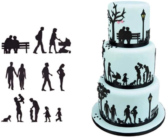 Set di stampi a forma di biscotto, 14 pezzi, set per famiglie, tema familiare, decorazione per torte, stampi per dolci