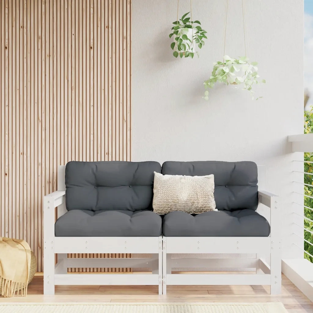 Sedia da patio-Sedie da Giardino con Cuscini 2pz Legno Massello di Pino Bianco 548970